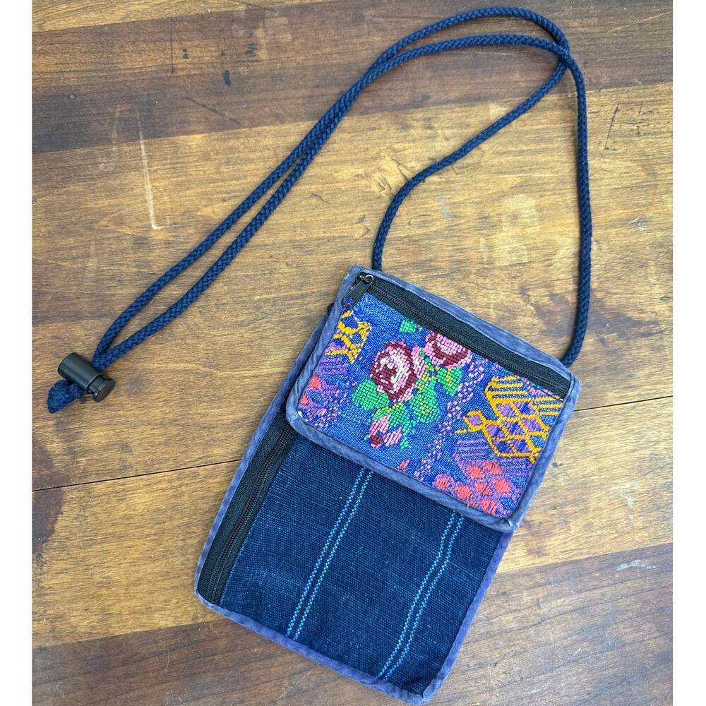 Handcrafted Guatemalan Boho Woven Cotton Embroidered Floral Crossbody Wallet Bag